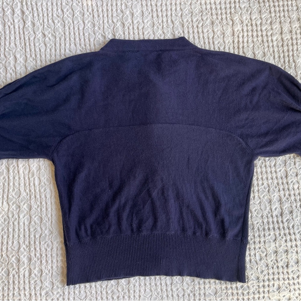 Barneys New York Navy Short-Sleeve Cardigan- cotton/cashmere, vintage - Picture 6 of 6